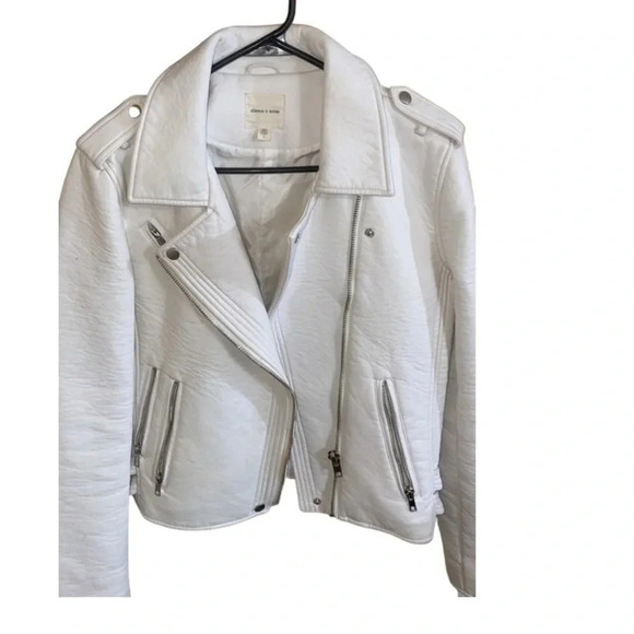 Anthropologie Silence + Noise Cream Faux Leather Jacket Size Large - Picture 2 of 13